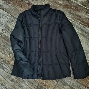 Pasha & Jo Midnight Black Down Puffer Jacket Small Zip Lined